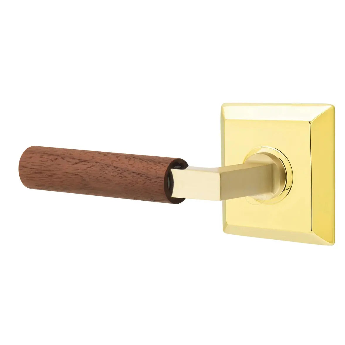Emtek Walnut Lever with Quincy Rosette and L-Square Stem by Emtek