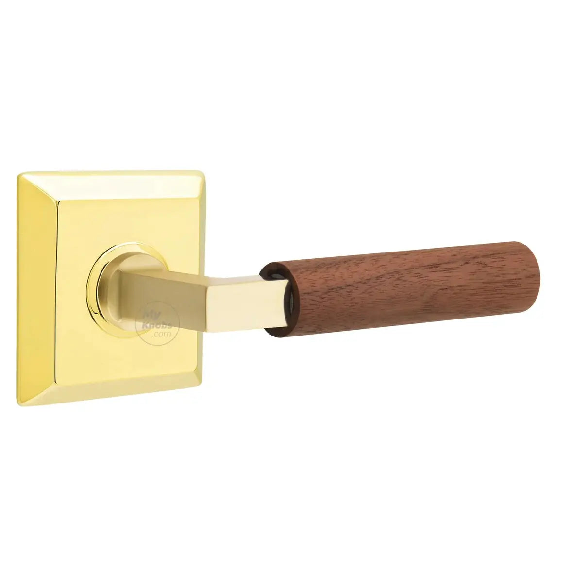 Emtek Walnut Lever with Quincy Rosette and L-Square Stem by Emtek