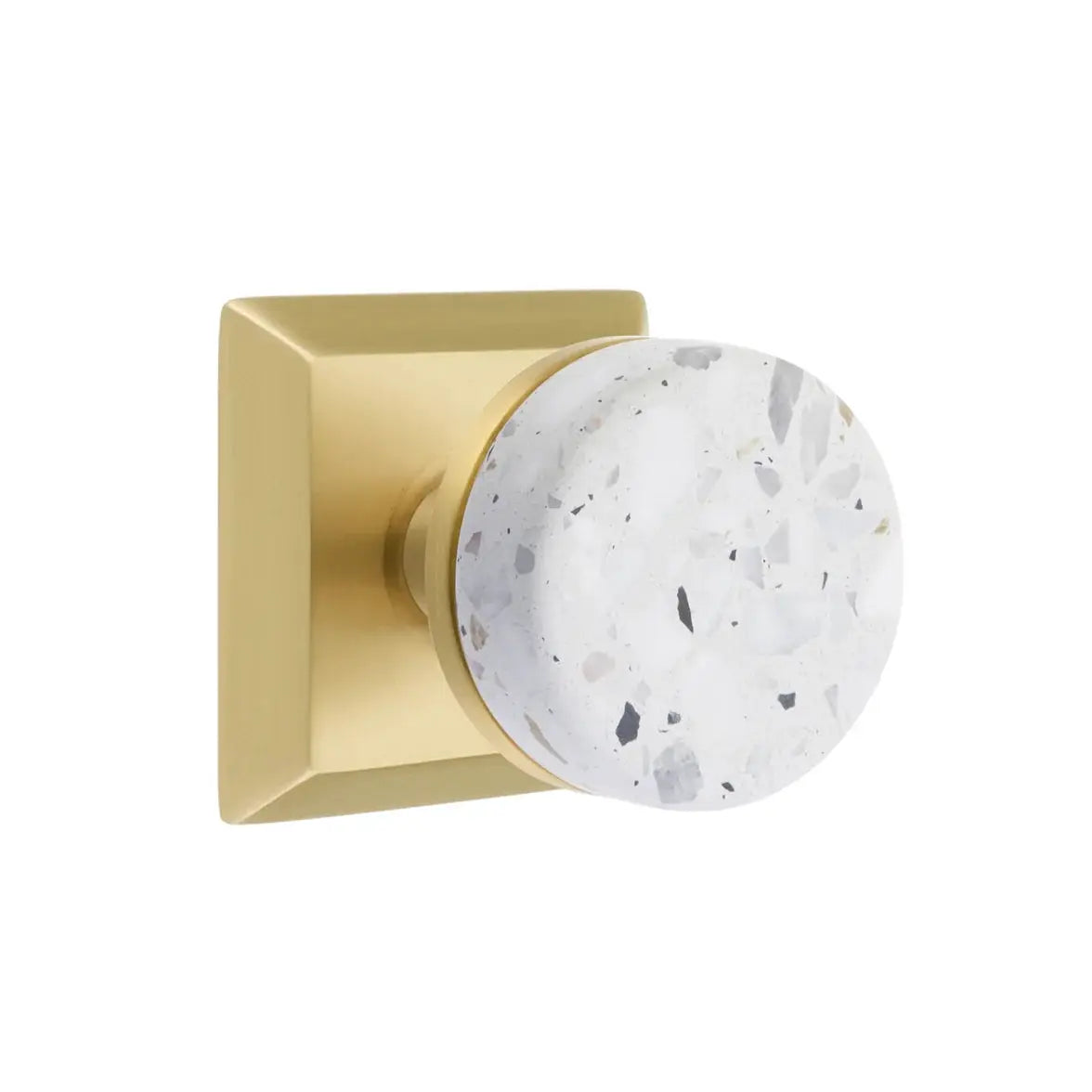 Emtek Light Terrazzo Knob with Quincy Rosette and Conical Stem by Emtek