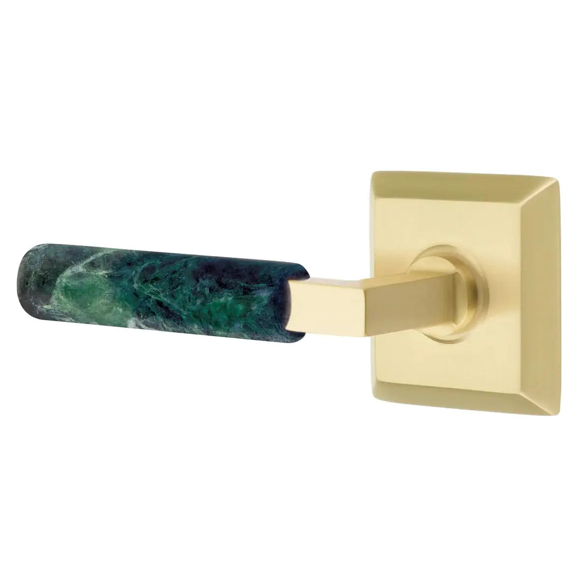 Emtek Green Marble Lever with Quincy Rosette and L-Square Stem by Emtek