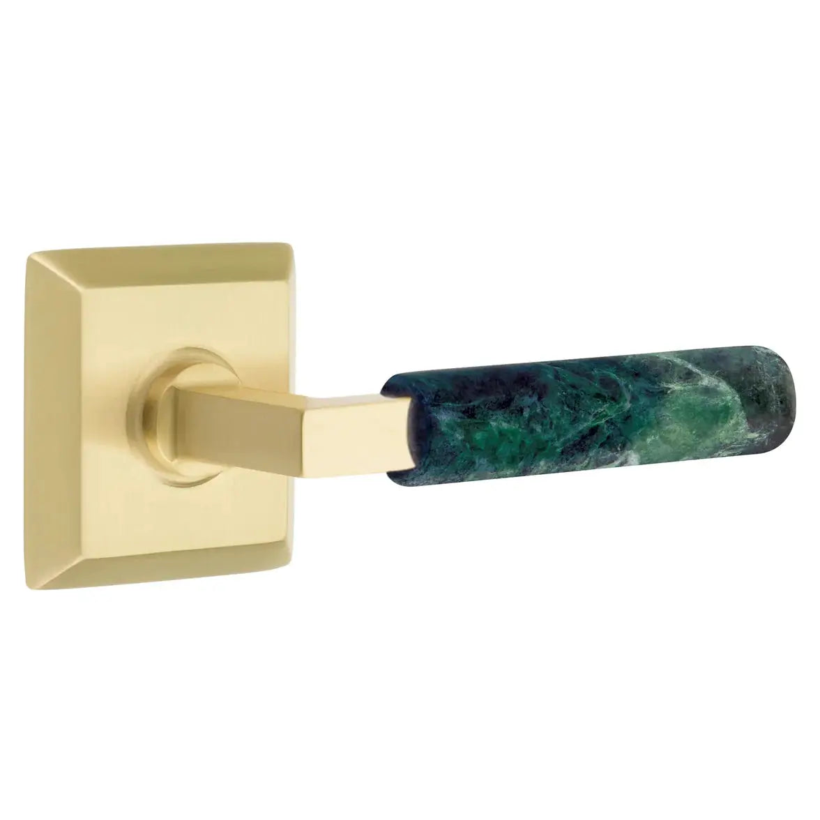 Emtek Green Marble Lever with Quincy Rosette and L-Square Stem by Emtek