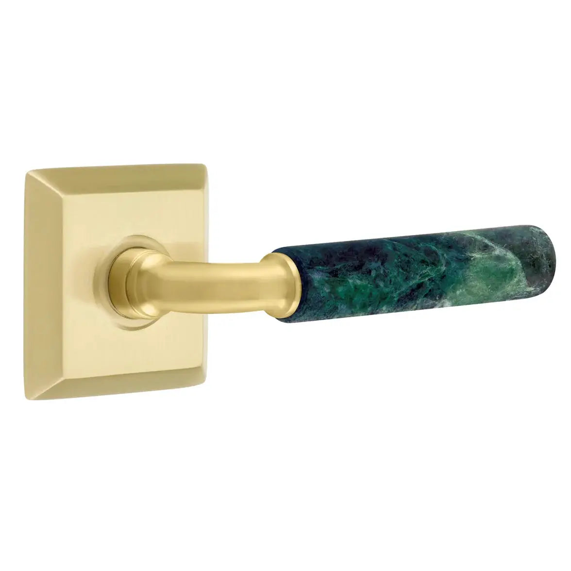 Emtek Green Marble Lever with Quincy Rosette and R-Bar Stem by Emtek