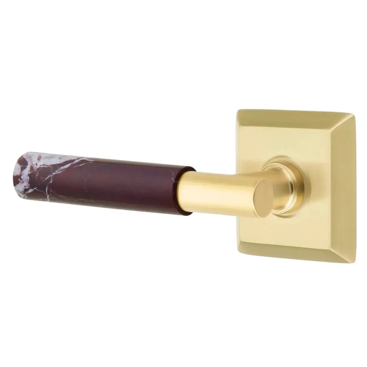 Emtek Rosso Levanto Marble Lever with Quincy Rosette and T-Bar Stem by Emtek