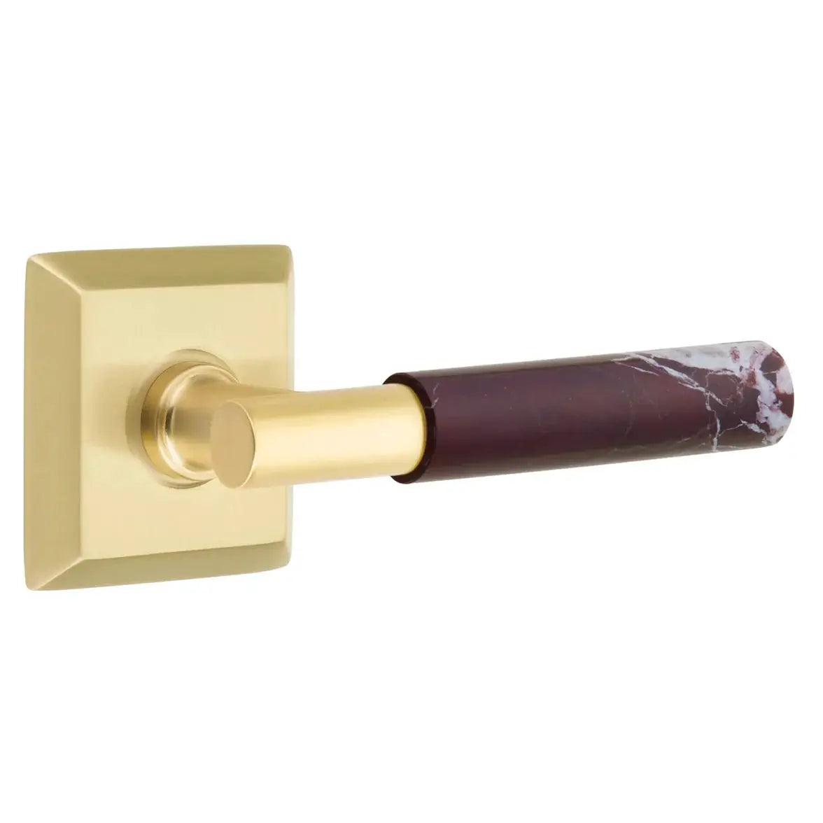 Emtek Rosso Levanto Marble Lever with Quincy Rosette and T-Bar Stem by Emtek