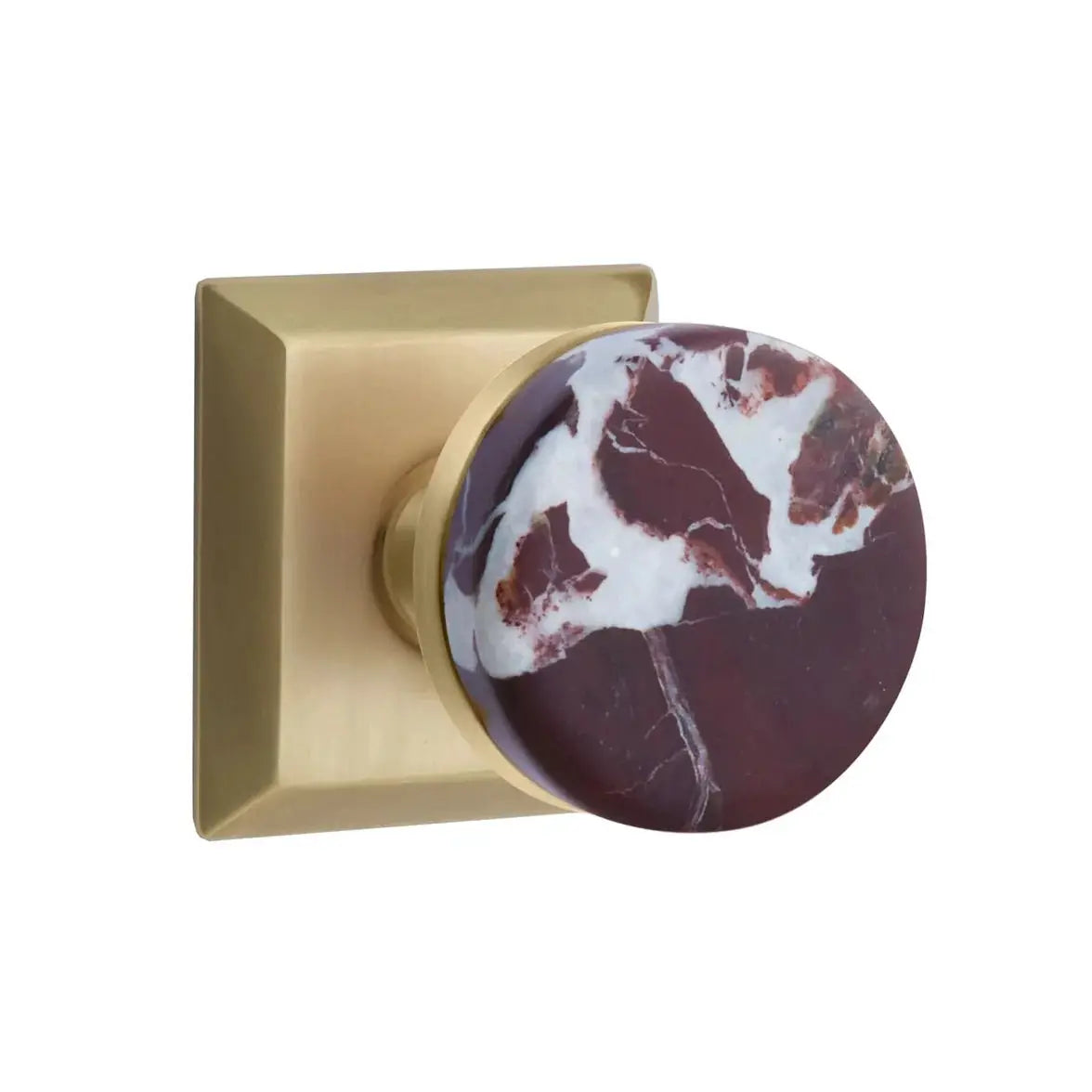 Emtek Rosso Levanto Marble Knob with Quincy Rosette and Conical Stem by Emtek