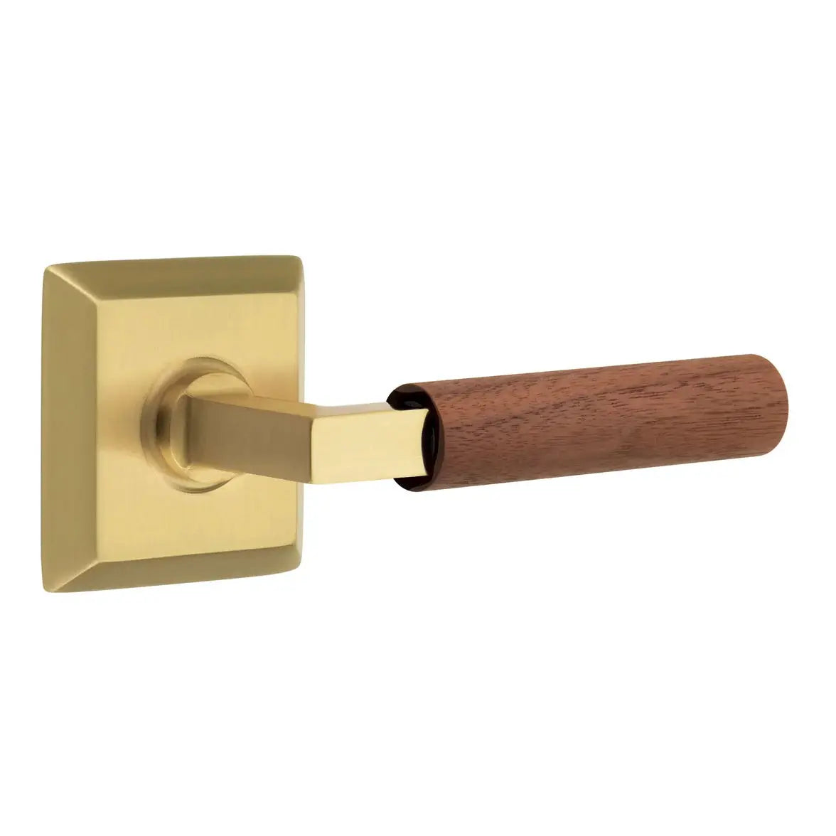 Emtek Walnut Lever with Quincy Rosette and L-Square Stem by Emtek