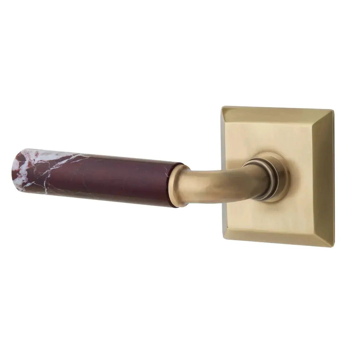 Emtek Rosso Levanto Marble Lever with Quincy Rosette and R-Bar Stem by Emtek