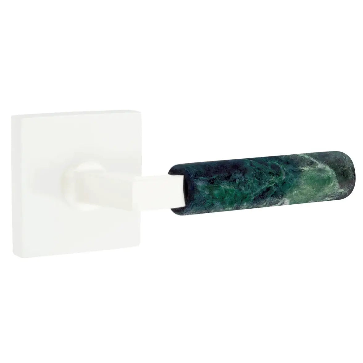Emtek Green Marble Lever with Square Rosette and L-Square Stem by Emtek