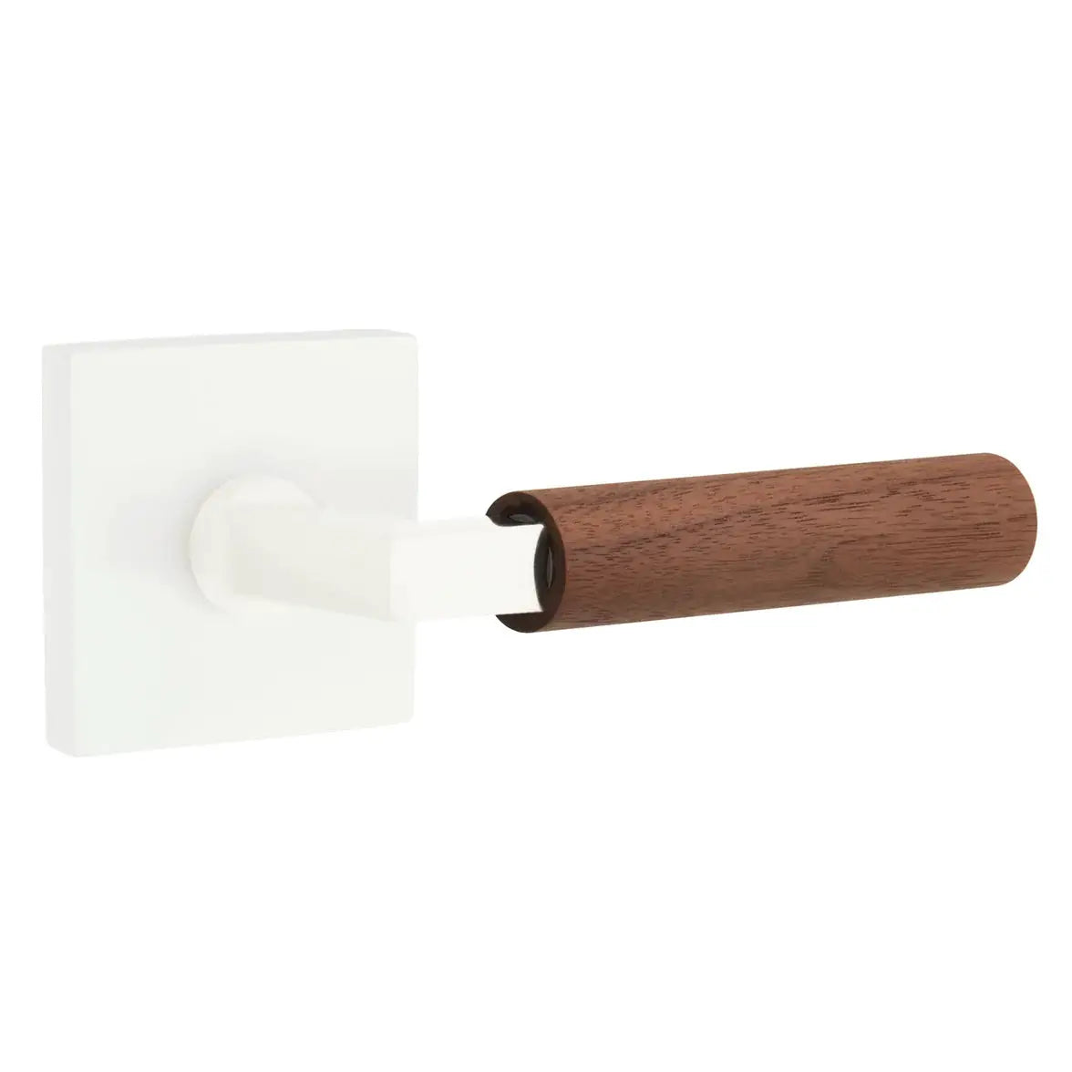 Emtek Walnut Lever with Square Rosette and L-Square Stem by Emtek