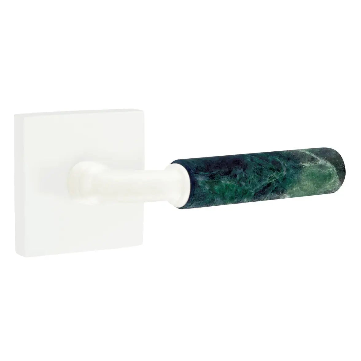 Emtek Green Marble Lever with Square Rosette and R-Bar Stem by Emtek