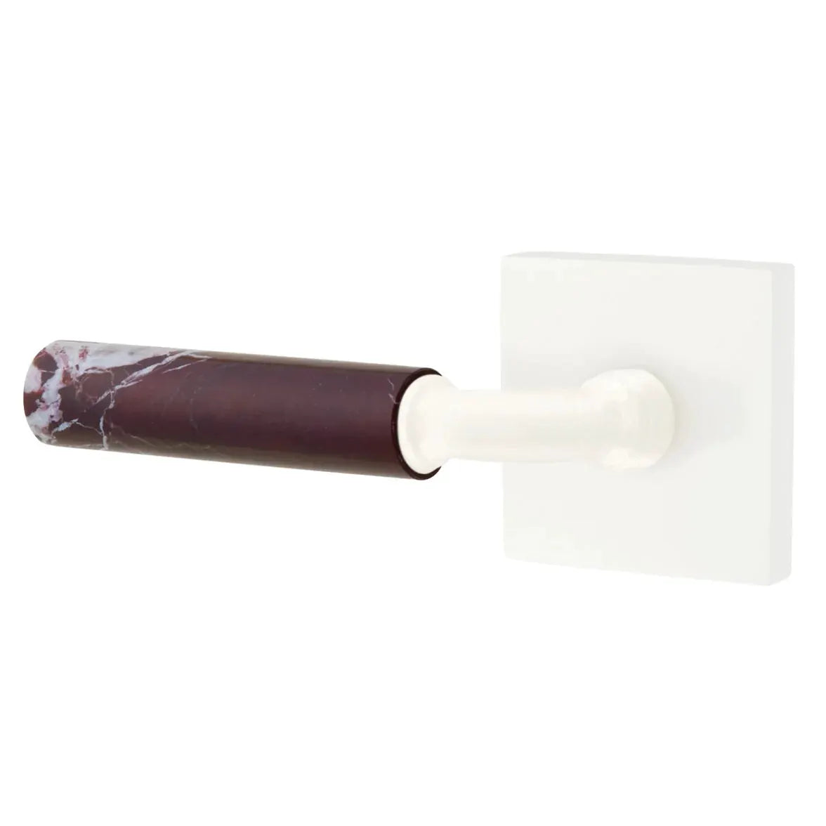 Emtek Rosso Levanto Marble Lever with Square Rosette and R-Bar Stem by Emtek