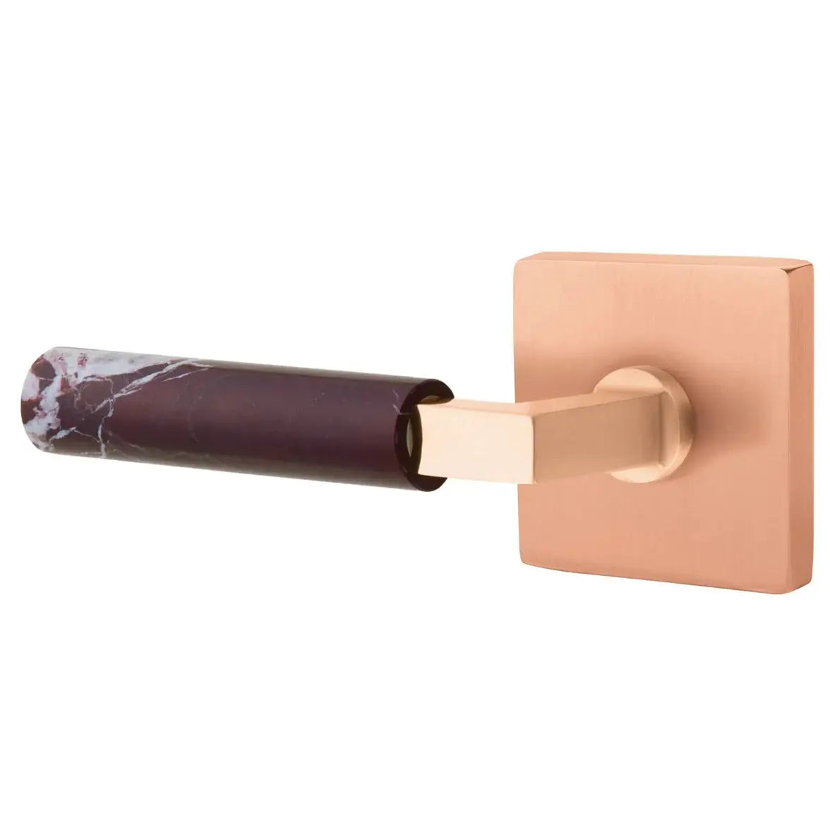Emtek Rosso Levanto Marble Lever with Square Rosette and L-Square Stem by Emtek