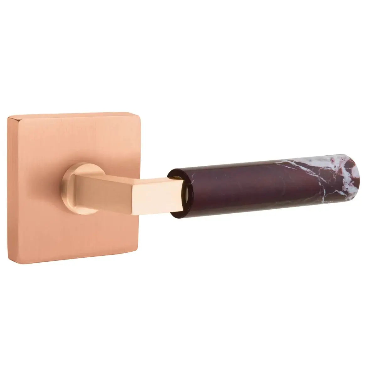 Emtek Rosso Levanto Marble Lever with Square Rosette and L-Square Stem by Emtek