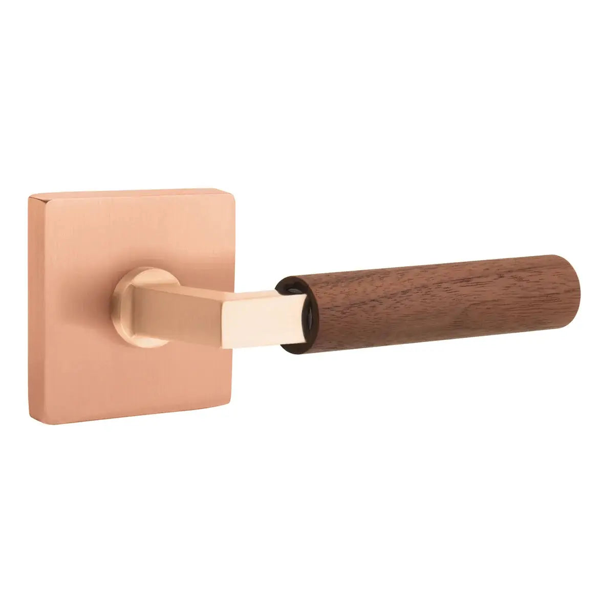 Emtek Walnut Lever with Square Rosette and L-Square Stem by Emtek