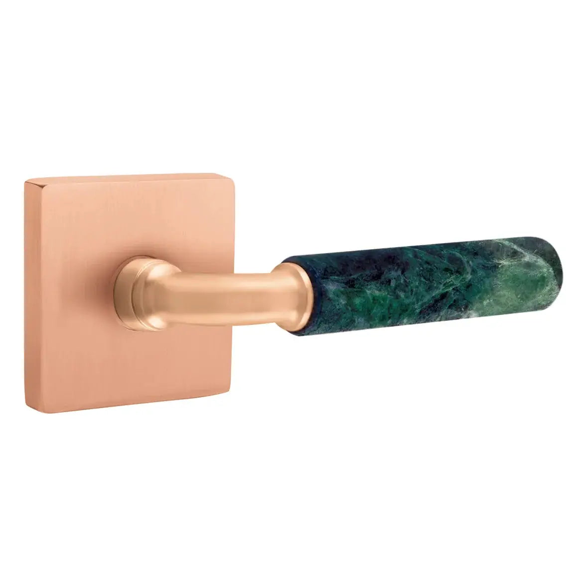 Emtek Green Marble Lever with Square Rosette and R-Bar Stem by Emtek