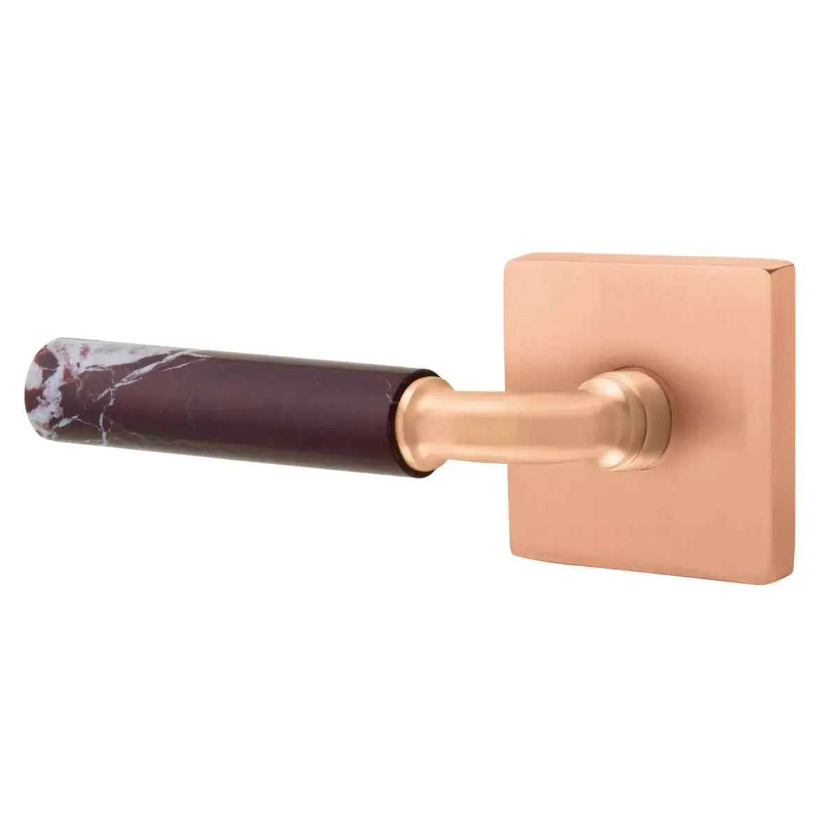 Emtek Rosso Levanto Marble Lever with Square Rosette and R-Bar Stem by Emtek