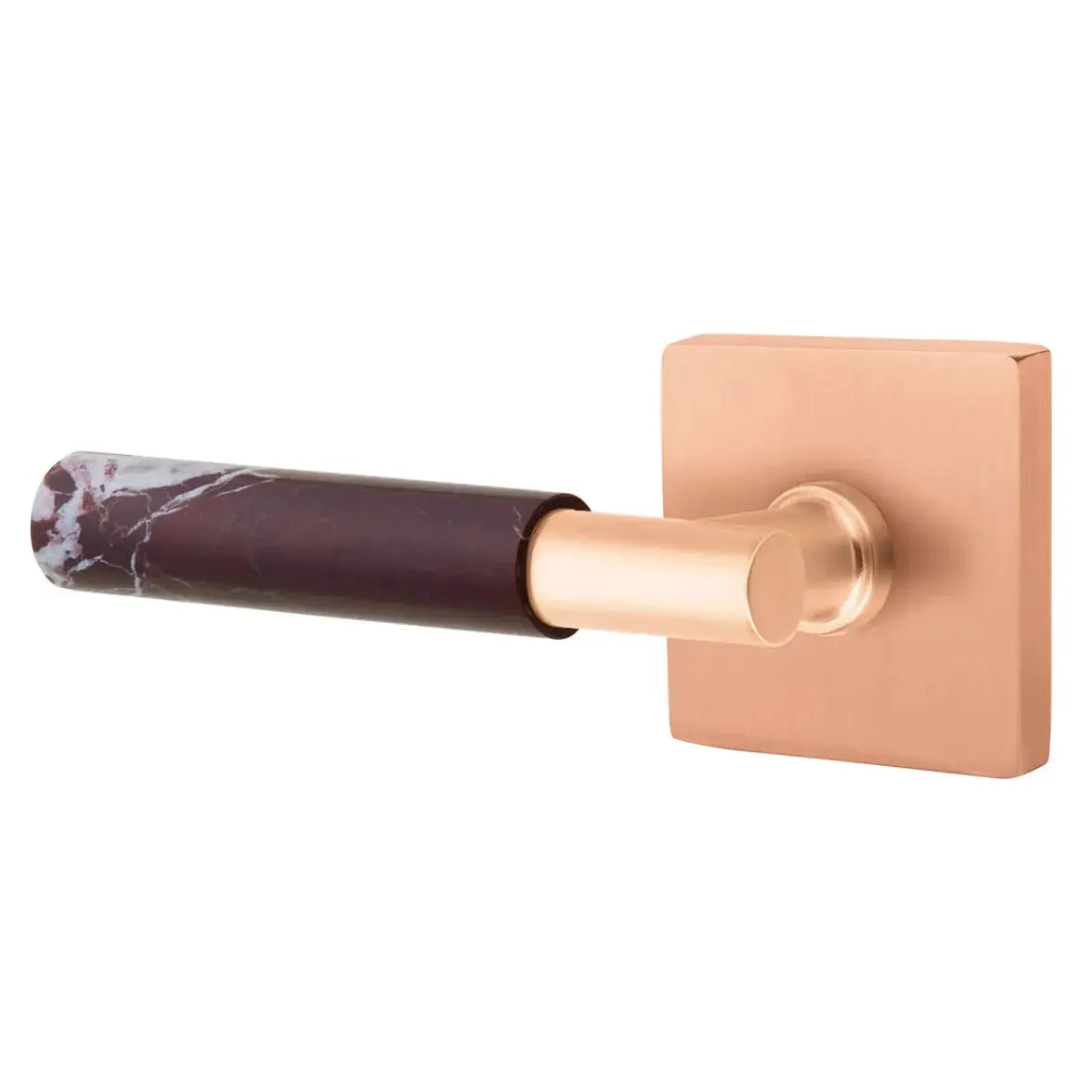 Emtek Rosso Levanto Marble Lever with Square Rosette and T-Bar Stem by Emtek