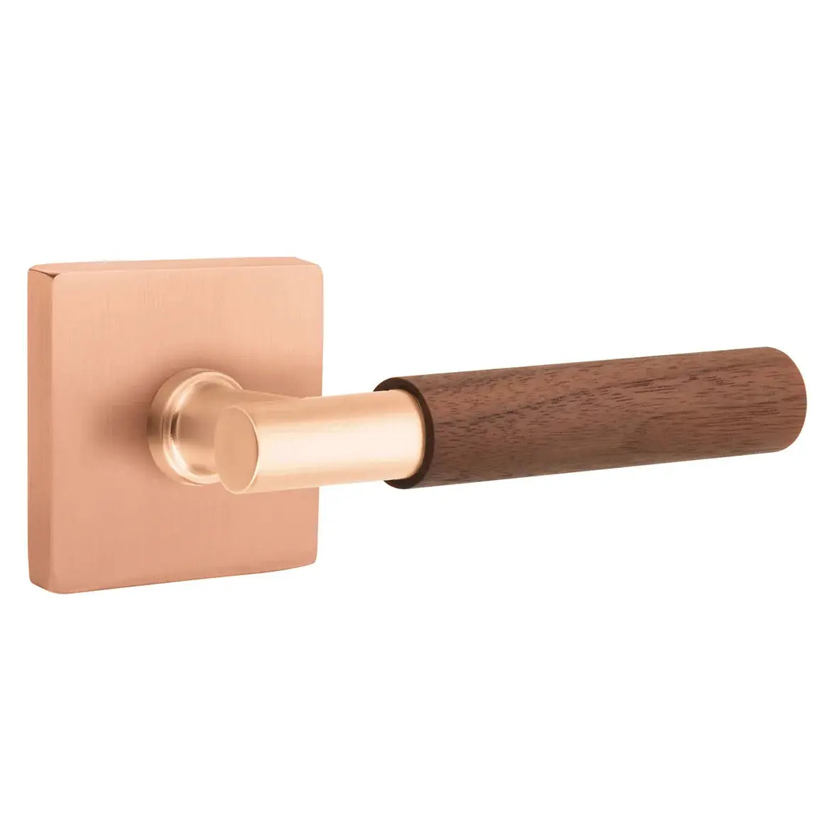 Emtek Walnut Lever with Square Rosette and T-Bar Stem by Emtek