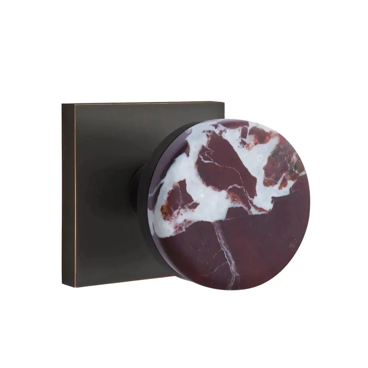 Emtek Rosso Levanto Marble Knob with Square Rosette and Conical Stem by Emtek