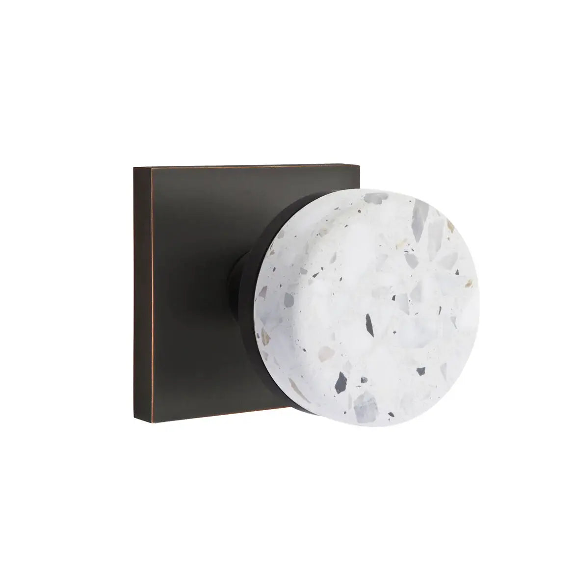 Emtek Light Terrazzo Knob with Square Rosette and Conical Stem by Emtek