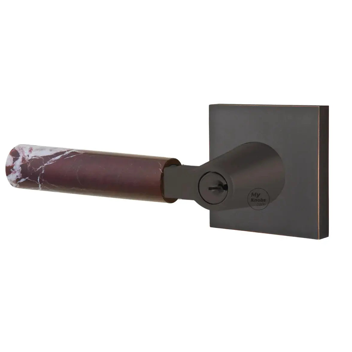 Emtek Rosso Levanto Marble Lever with Square Rosette and L-Square Stem by Emtek