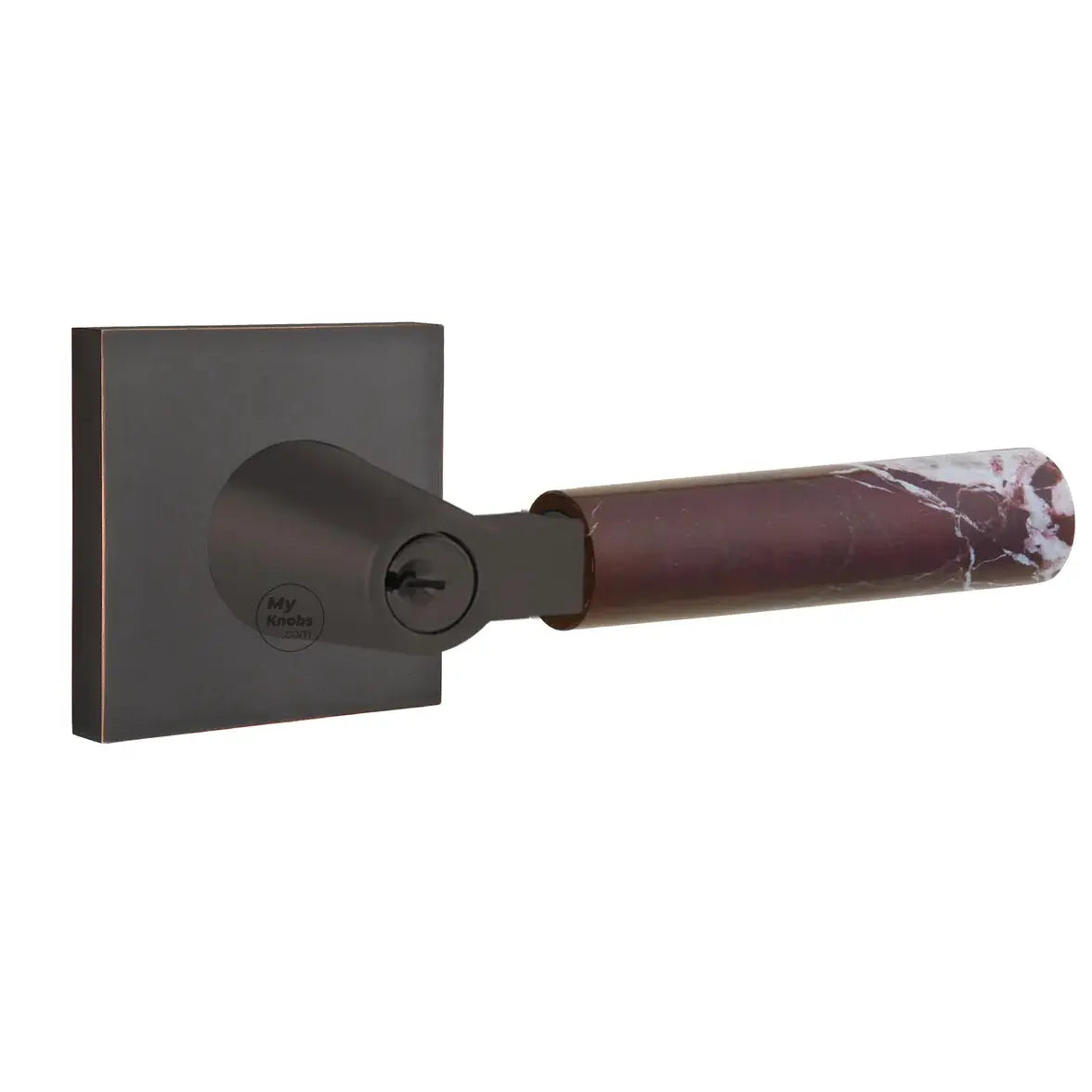 Emtek Rosso Levanto Marble Lever with Square Rosette and L-Square Stem by Emtek