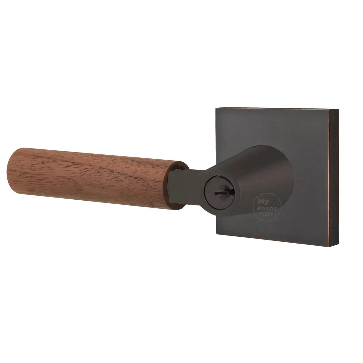 Emtek Walnut Lever with Square Rosette and L-Square Stem by Emtek