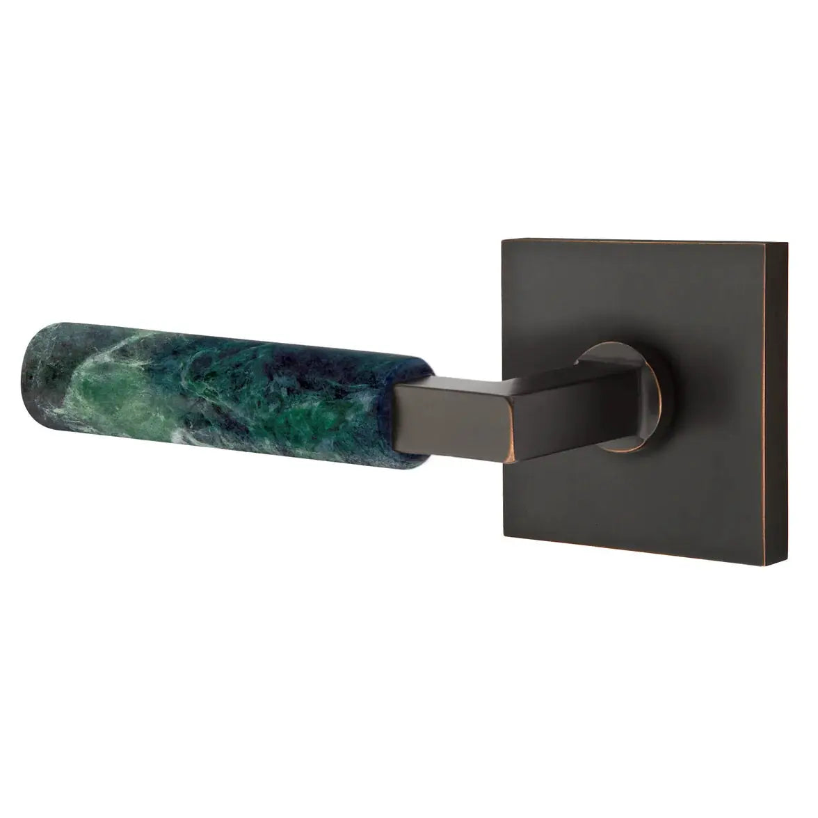 Emtek Green Marble Lever with Square Rosette and L-Square Stem by Emtek