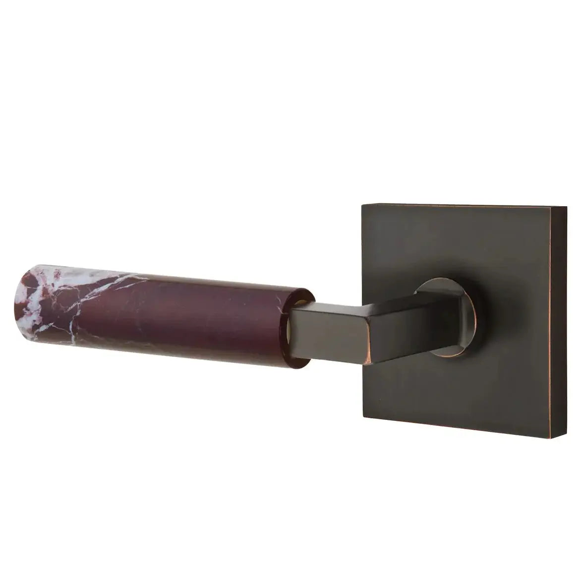 Emtek Rosso Levanto Marble Lever with Square Rosette and L-Square Stem by Emtek
