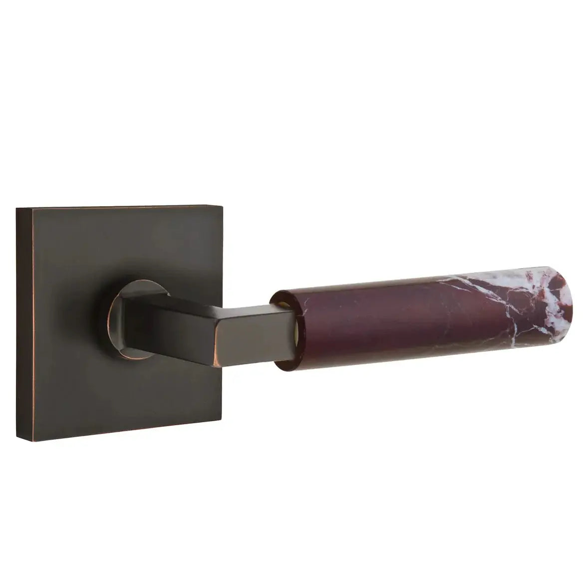 Emtek Rosso Levanto Marble Lever with Square Rosette and L-Square Stem by Emtek