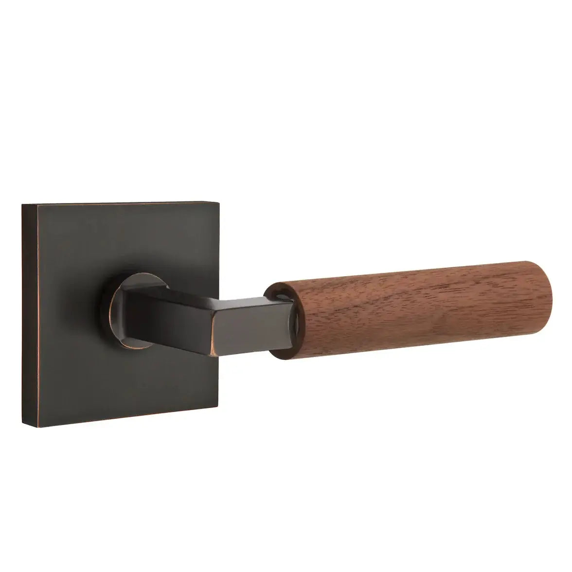 Emtek Walnut Lever with Square Rosette and L-Square Stem by Emtek