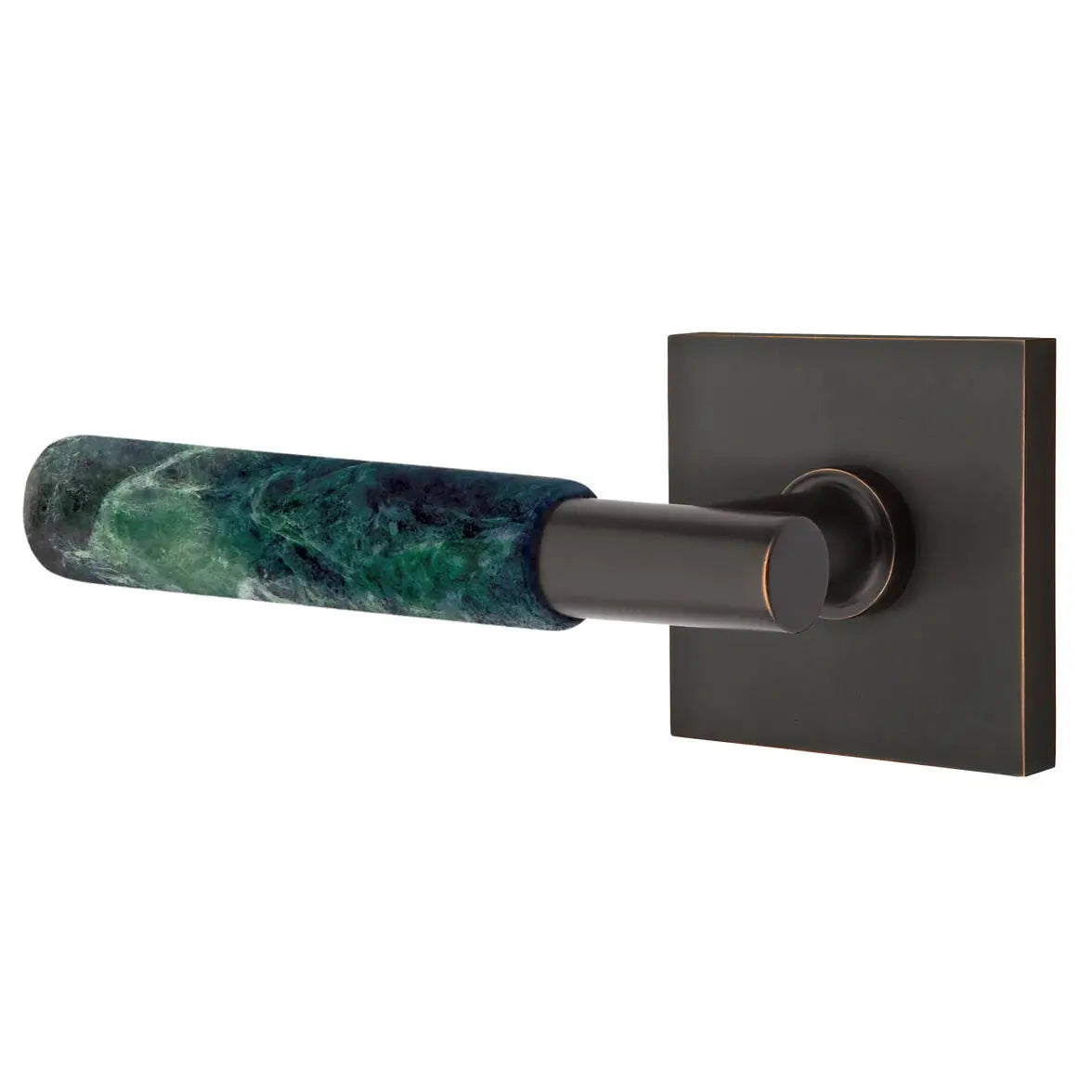 Emtek Green Marble Lever with Square Rosette and T-Bar Stem by Emtek