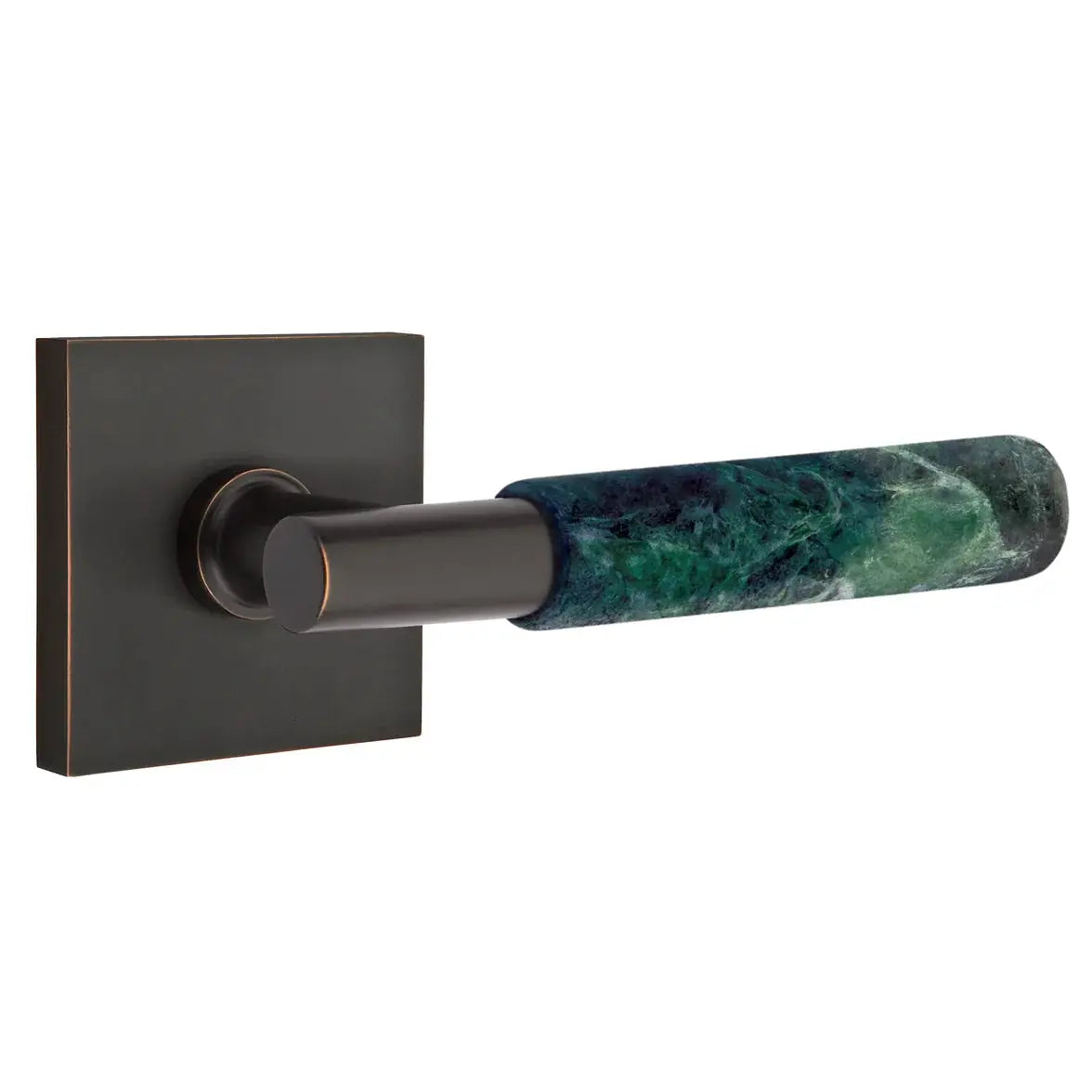 Emtek Green Marble Lever with Square Rosette and T-Bar Stem by Emtek