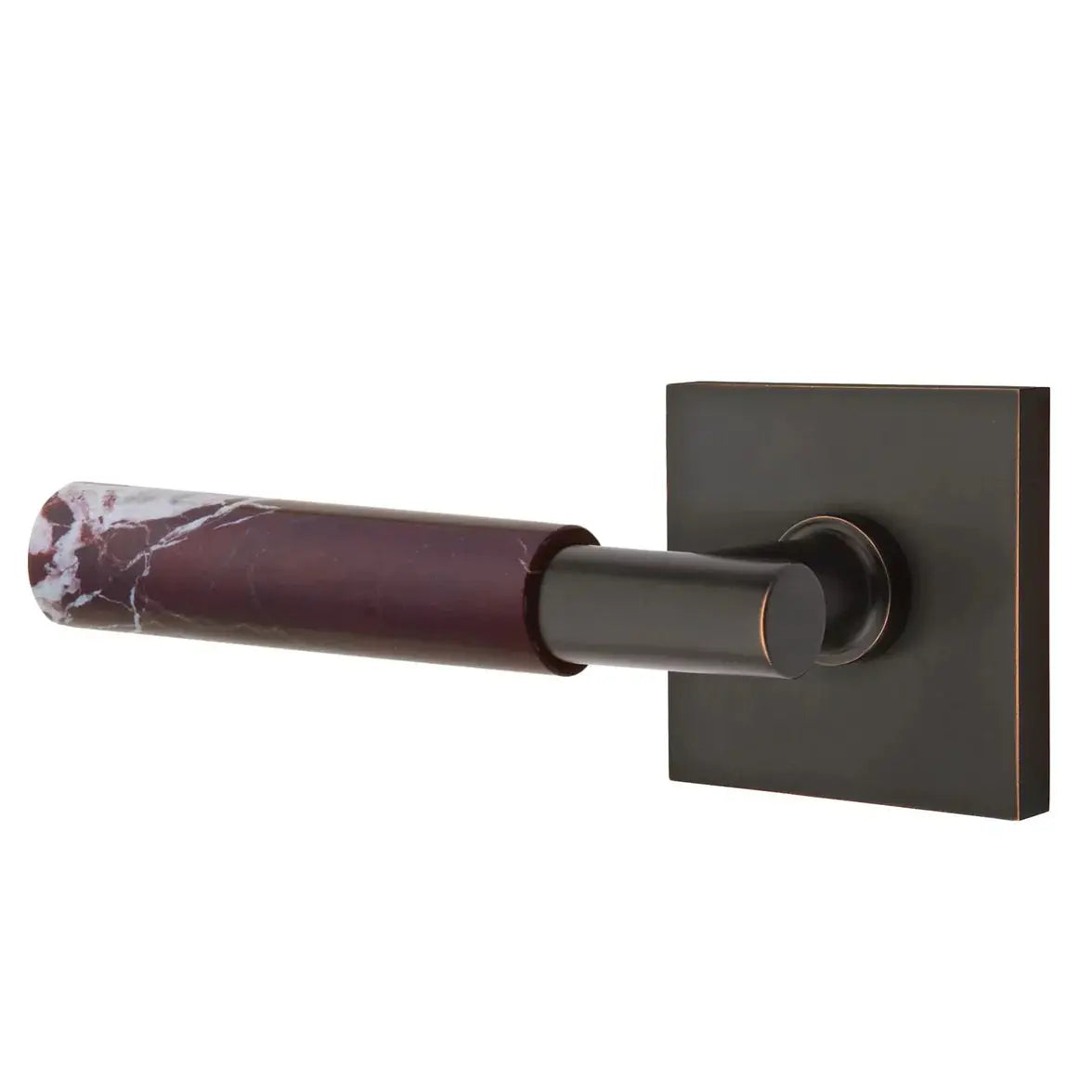 Emtek Rosso Levanto Marble Lever with Square Rosette and T-Bar Stem by Emtek