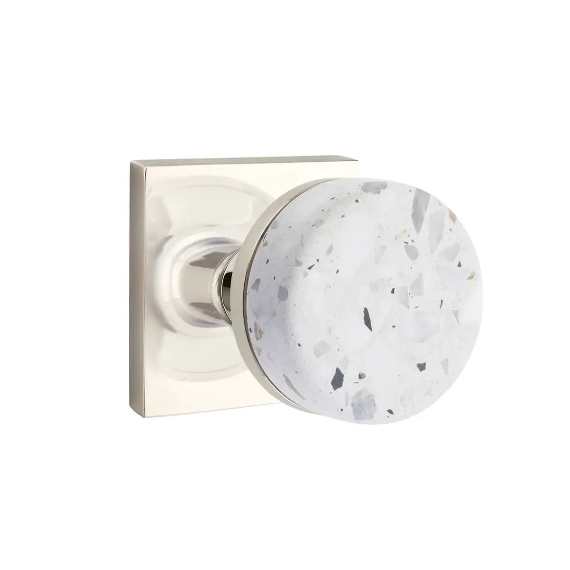 Emtek Light Terrazzo Knob with Square Rosette and Conical Stem by Emtek