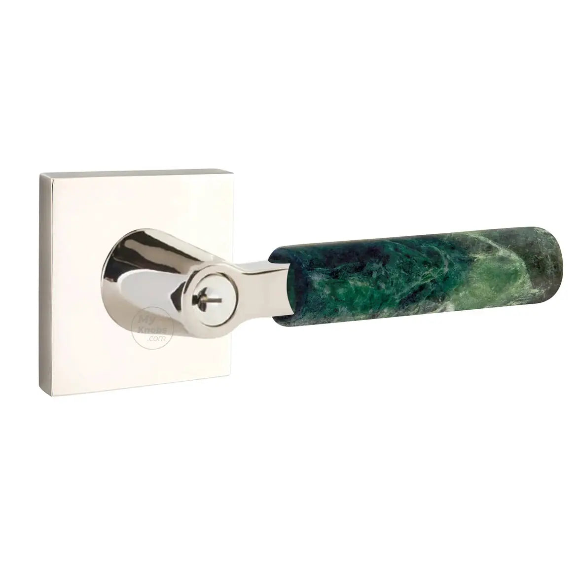 Emtek Green Marble Lever with Square Rosette and L-Square Stem by Emtek