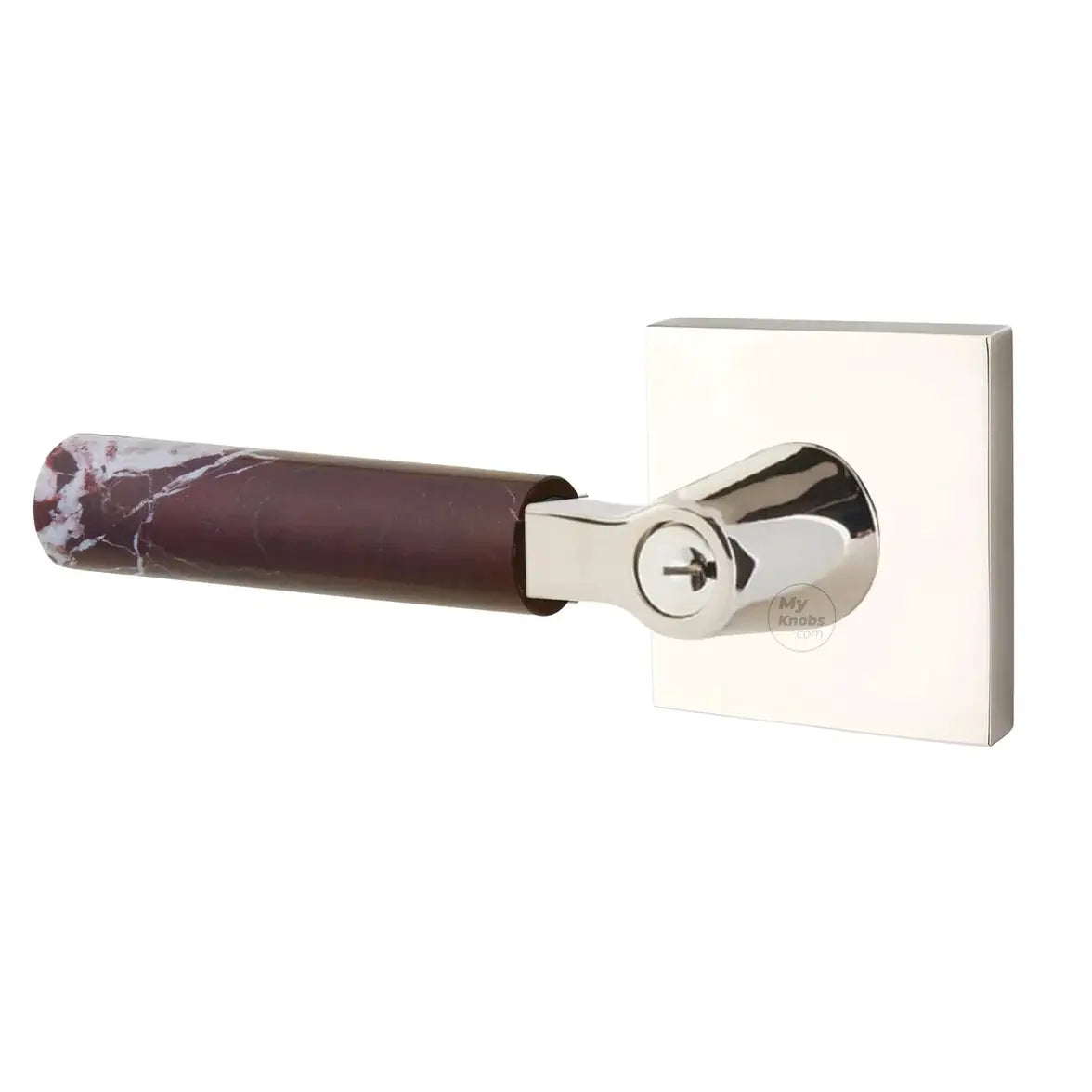 Emtek Rosso Levanto Marble Lever with Square Rosette and L-Square Stem by Emtek