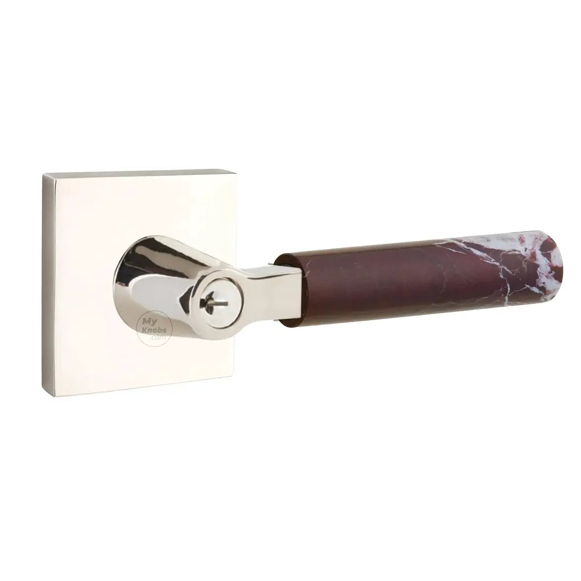 Emtek Rosso Levanto Marble Lever with Square Rosette and L-Square Stem by Emtek
