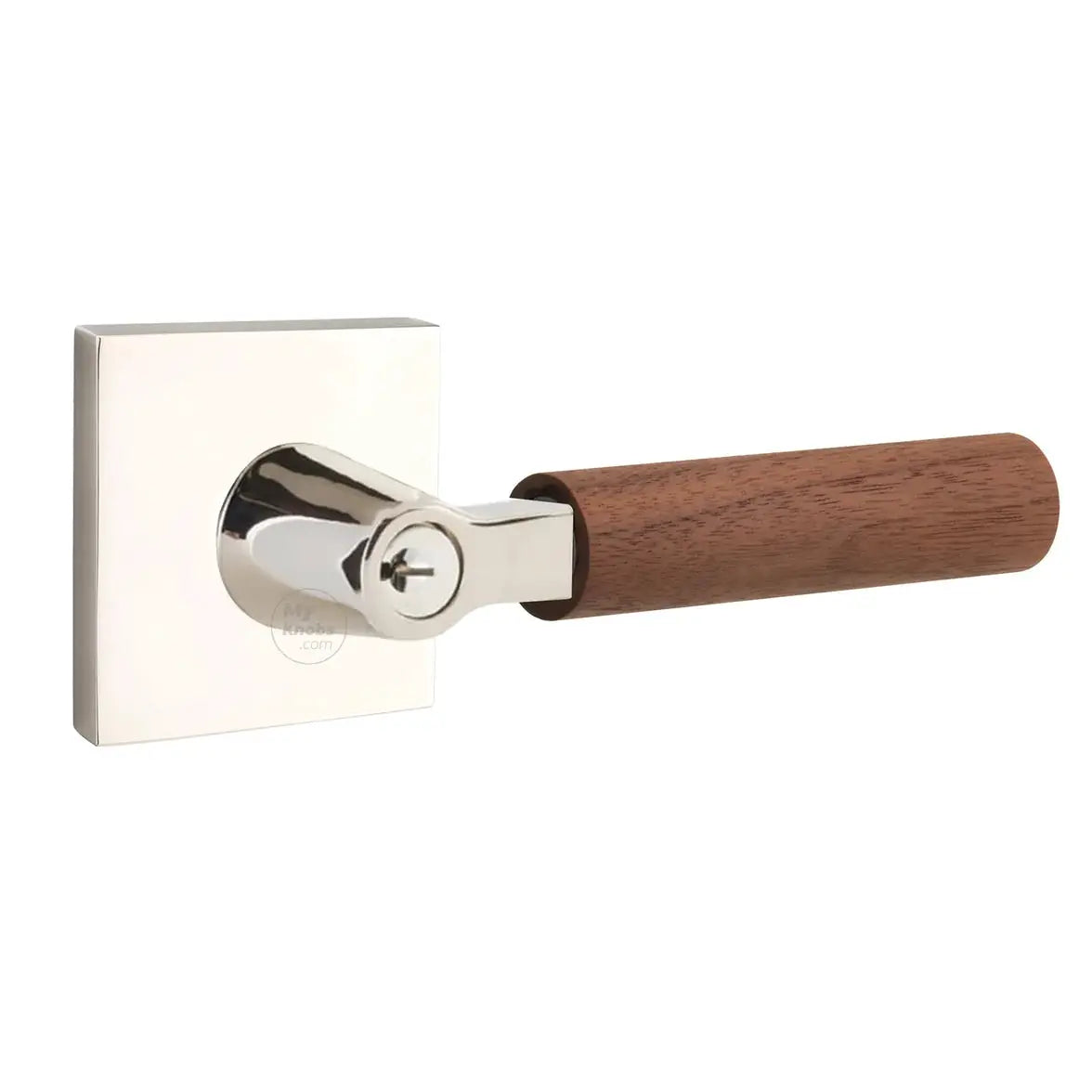 Emtek Walnut Lever with Square Rosette and L-Square Stem by Emtek