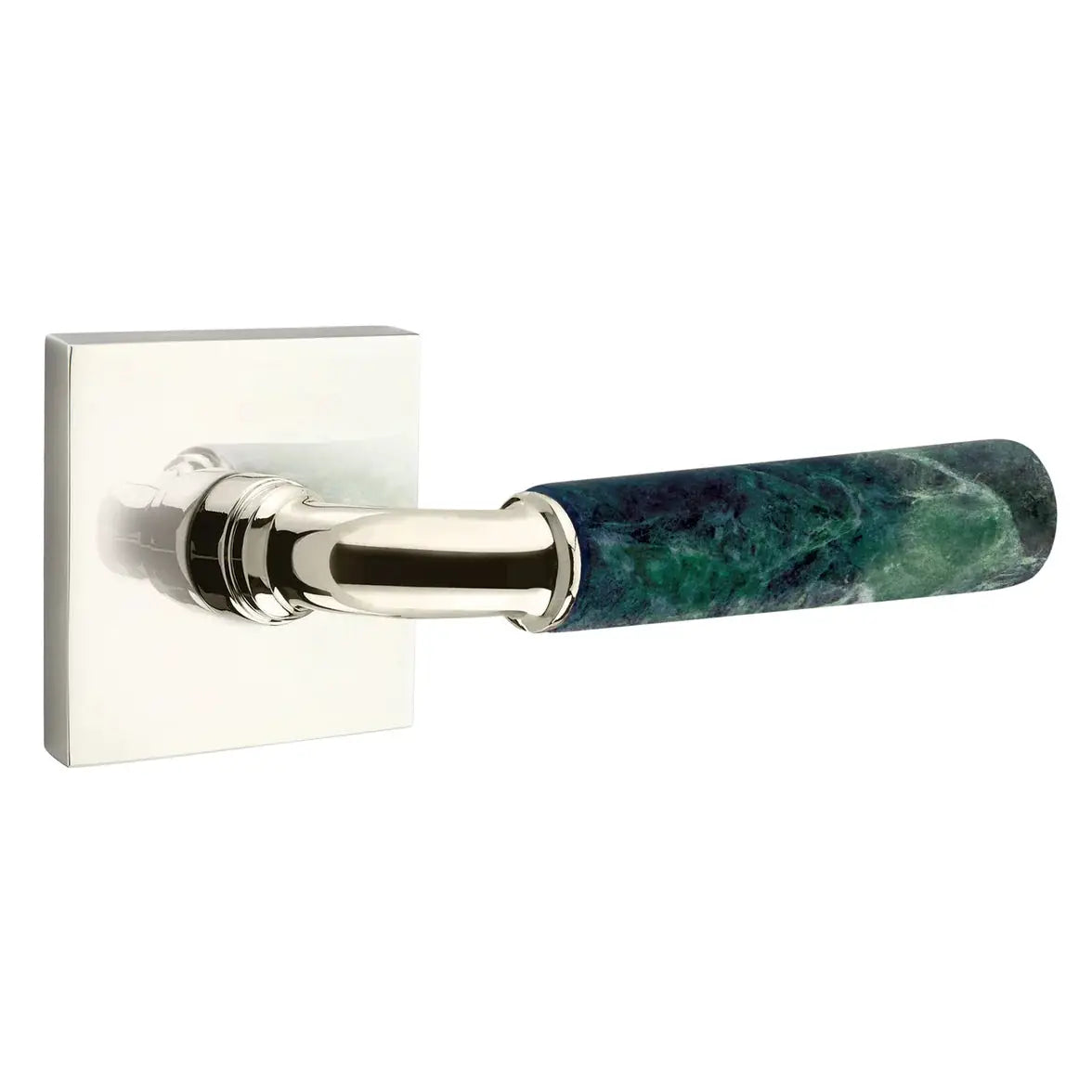 Emtek Green Marble Lever with Square Rosette and R-Bar Stem by Emtek