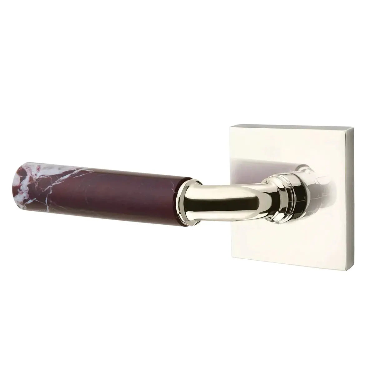 Emtek Rosso Levanto Marble Lever with Square Rosette and R-Bar Stem by Emtek