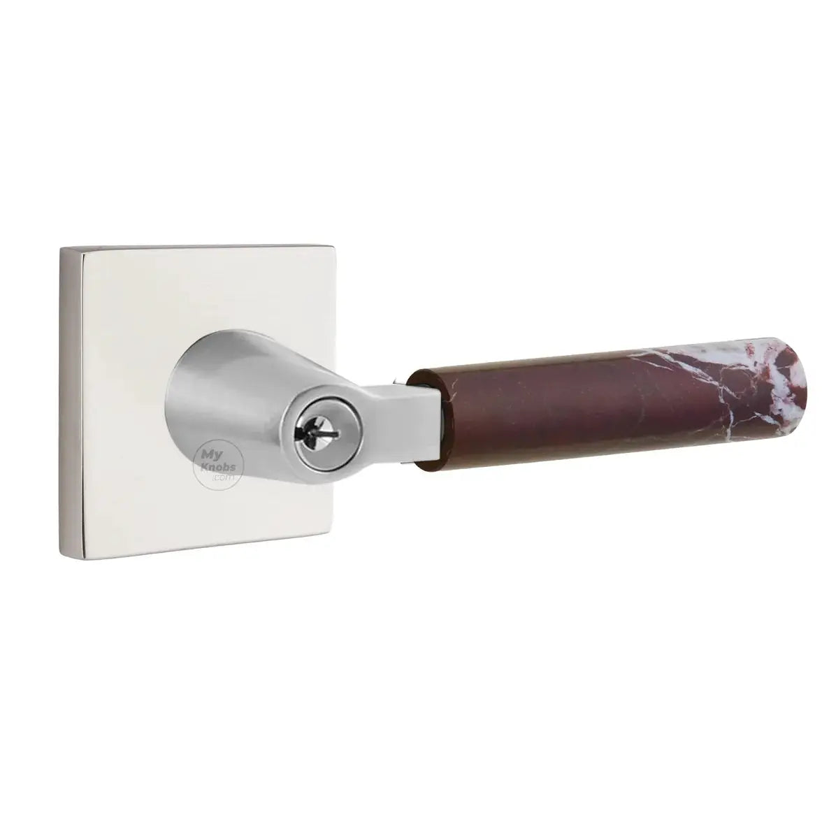 Emtek Rosso Levanto Marble Lever with Square Rosette and L-Square Stem by Emtek