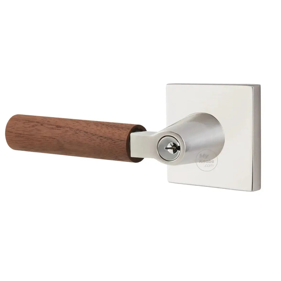 Emtek Walnut Lever with Square Rosette and L-Square Stem by Emtek