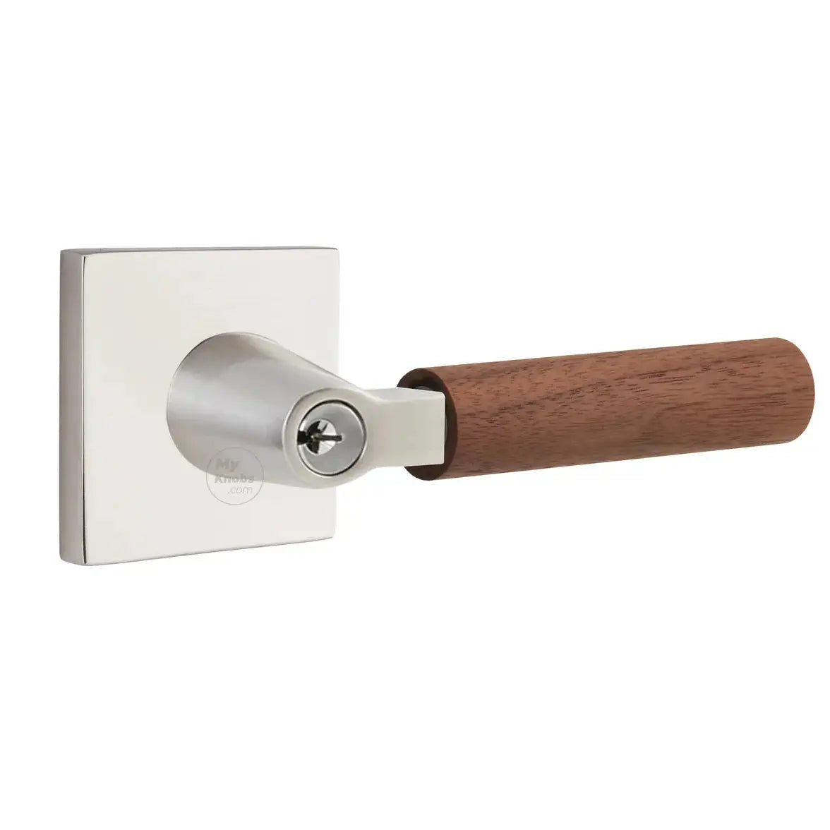 Emtek Walnut Lever with Square Rosette and L-Square Stem by Emtek