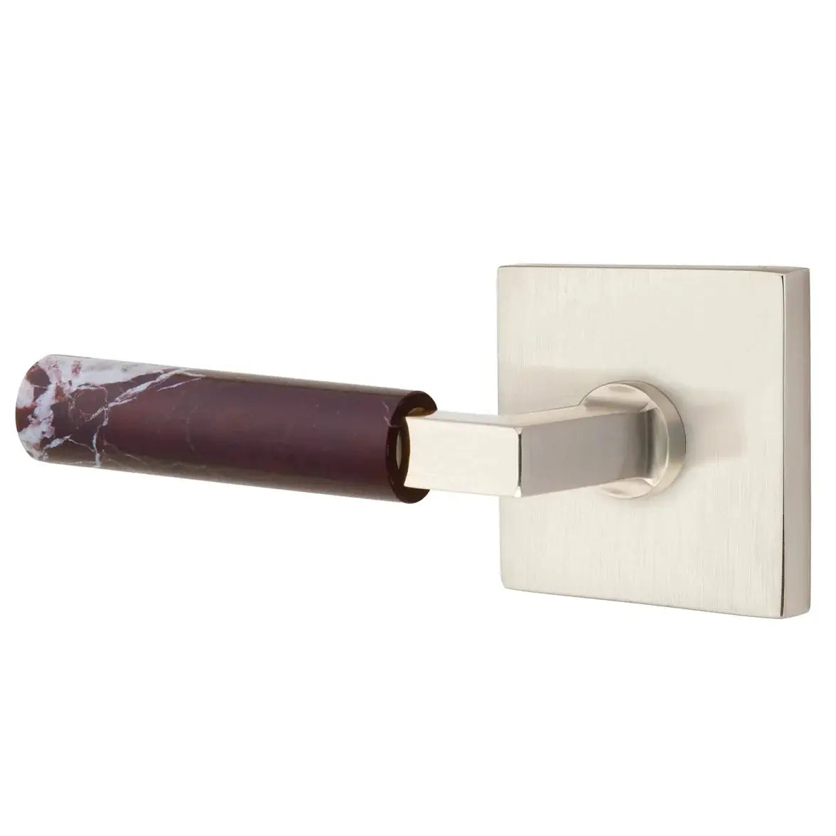 Emtek Rosso Levanto Marble Lever with Square Rosette and L-Square Stem by Emtek