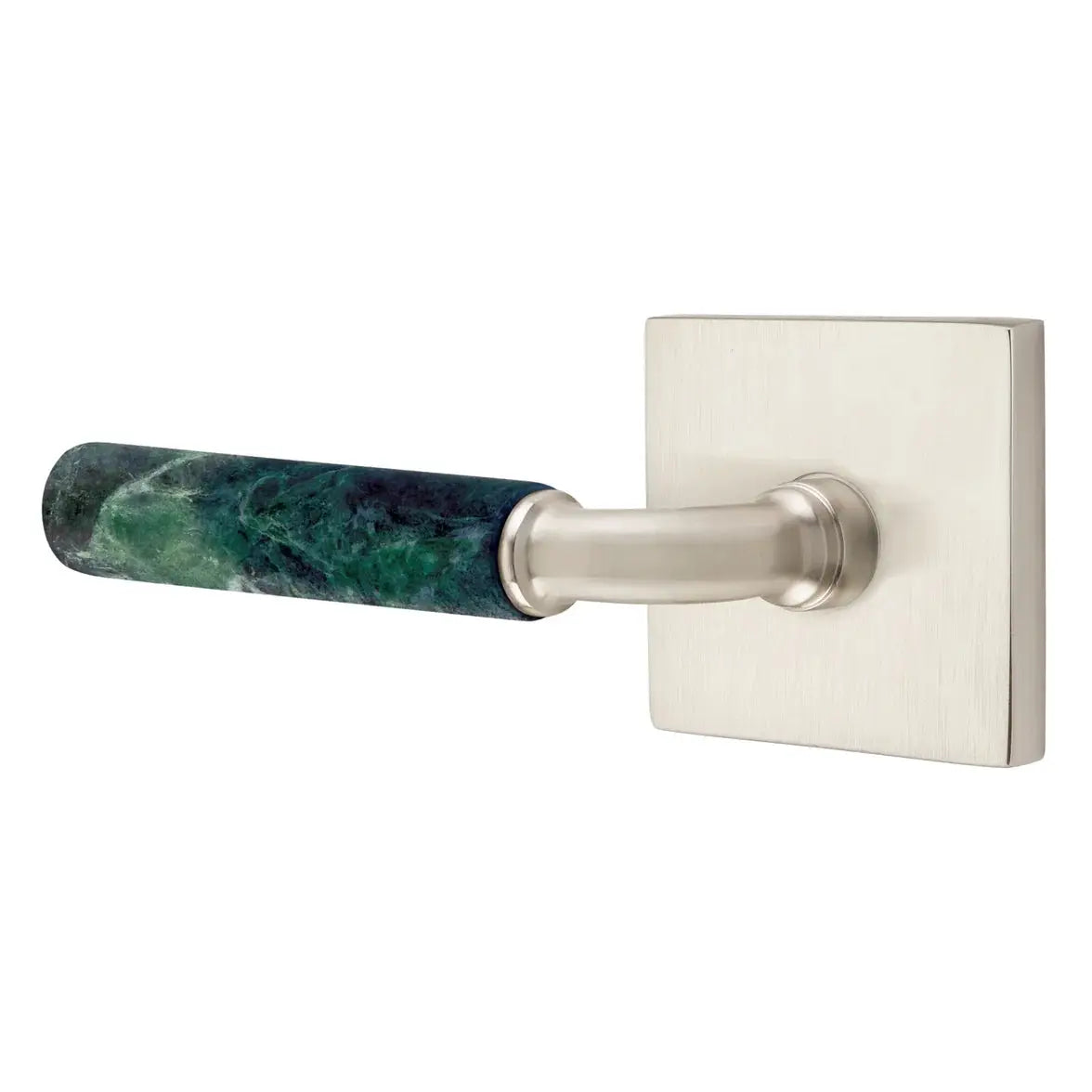 Emtek Green Marble Lever with Square Rosette and R-Bar Stem by Emtek