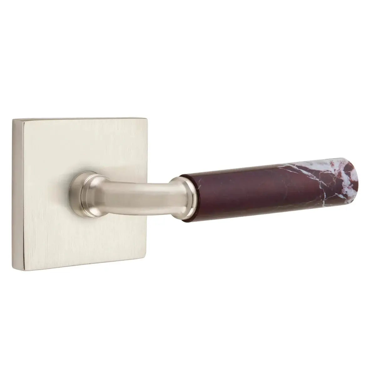 Emtek Rosso Levanto Marble Lever with Square Rosette and R-Bar Stem by Emtek