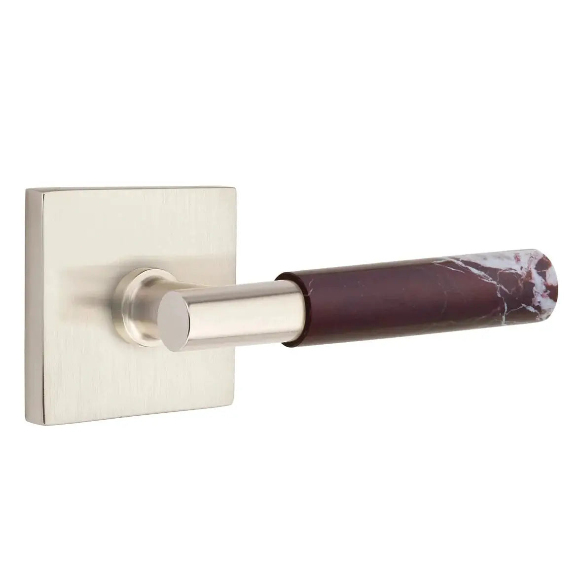 Emtek Rosso Levanto Marble Lever with Square Rosette and T-Bar Stem by Emtek