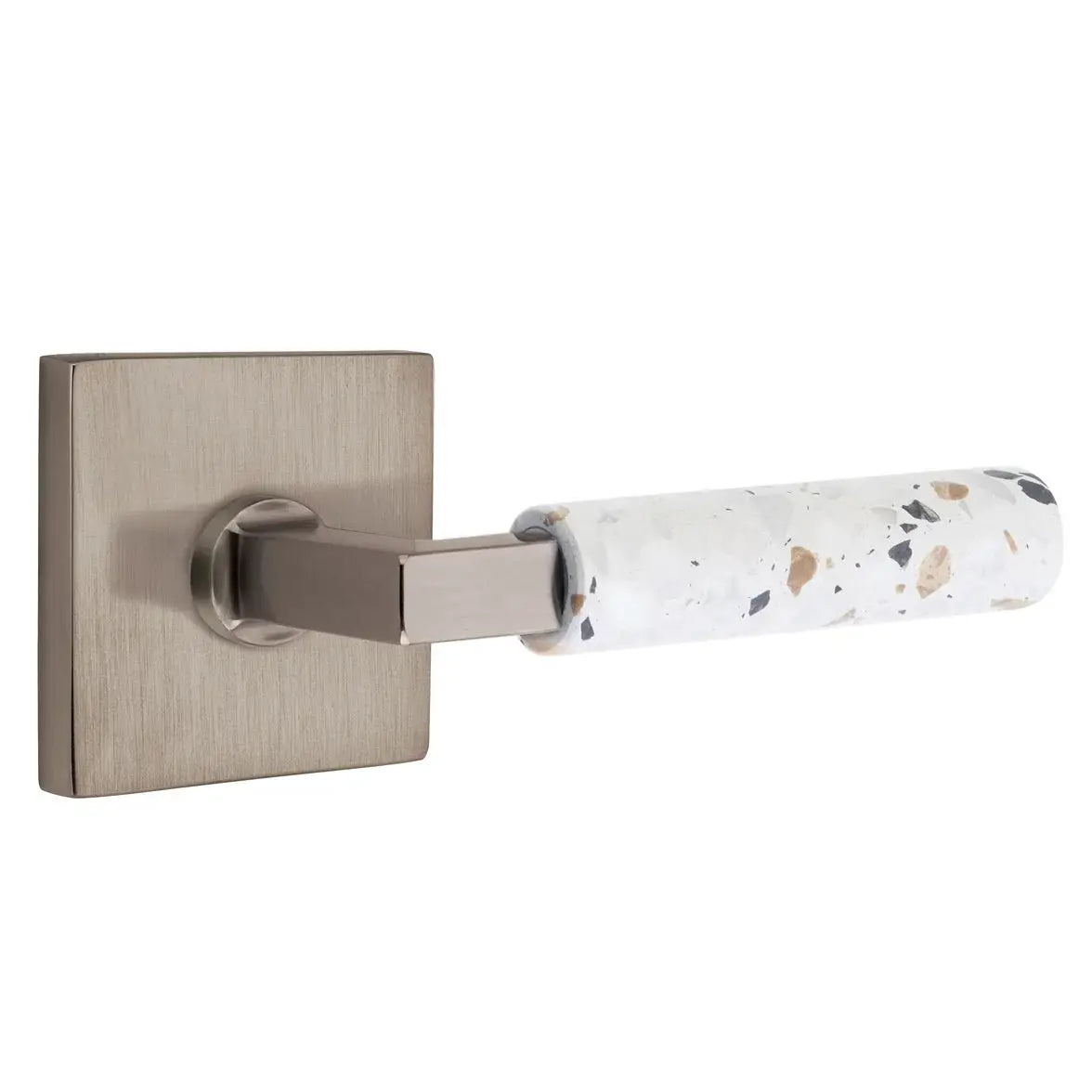 Emtek Light Terrazzo Lever with Square Rosette and L-Square Stem by Emtek