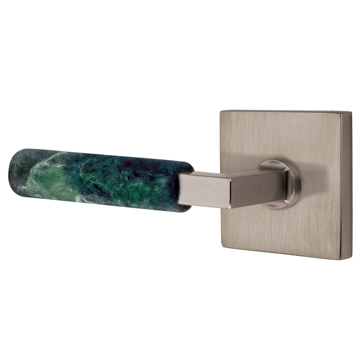 Emtek Green Marble Lever with Square Rosette and L-Square Stem by Emtek
